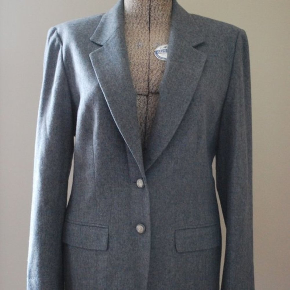 Grey Pendleton wool Blazer w/ vintage buttons